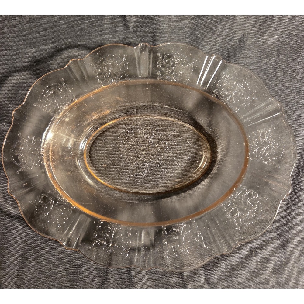 Federal Glass Patrician Spoke Clear Depression Glass Oval Platter 11.5" 1930s